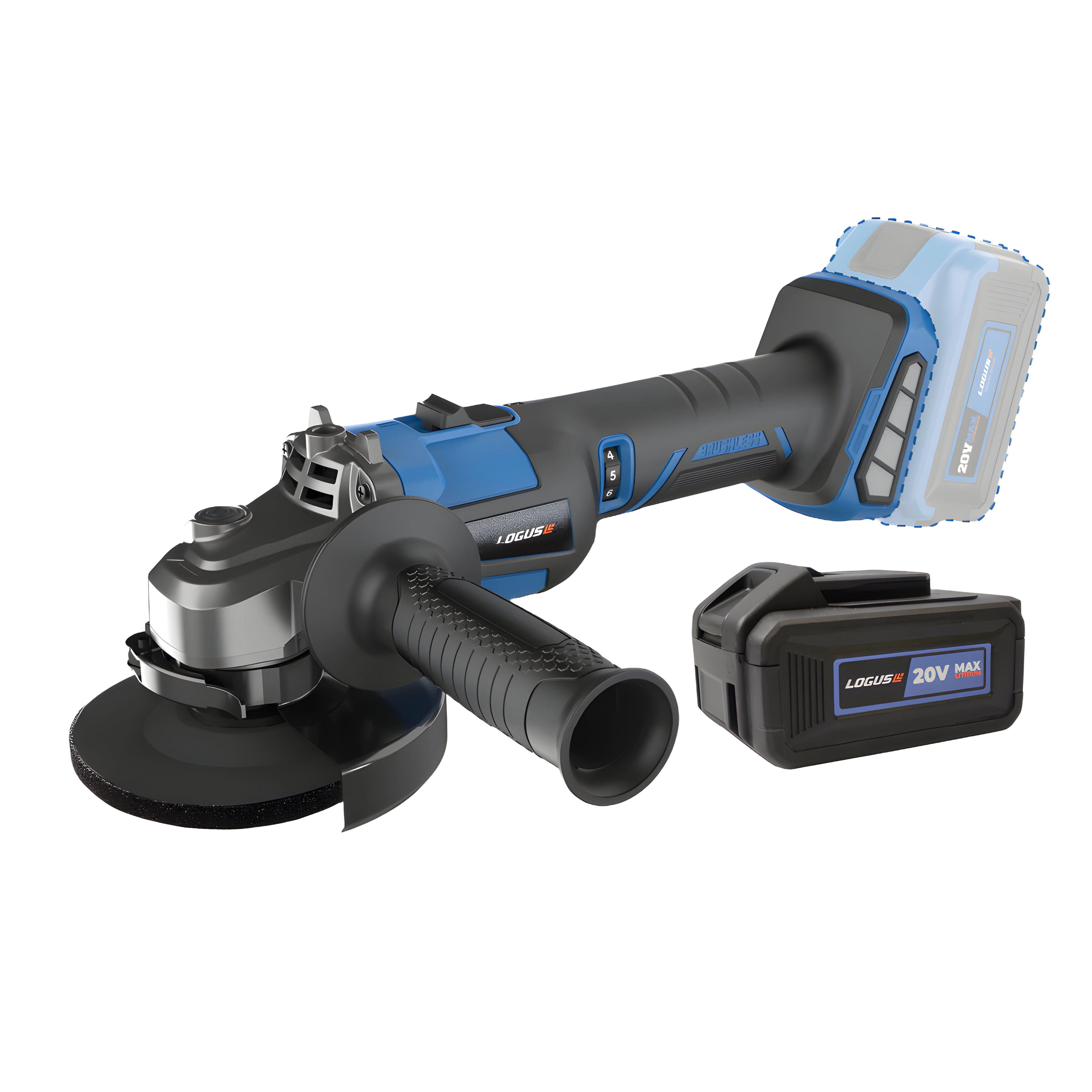 Amoladora Angular Logus 20v Sin Escobillas Bateria 4.0ah + M